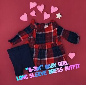 "0-3m" baby girl long sleeve dress outfit 👶👗